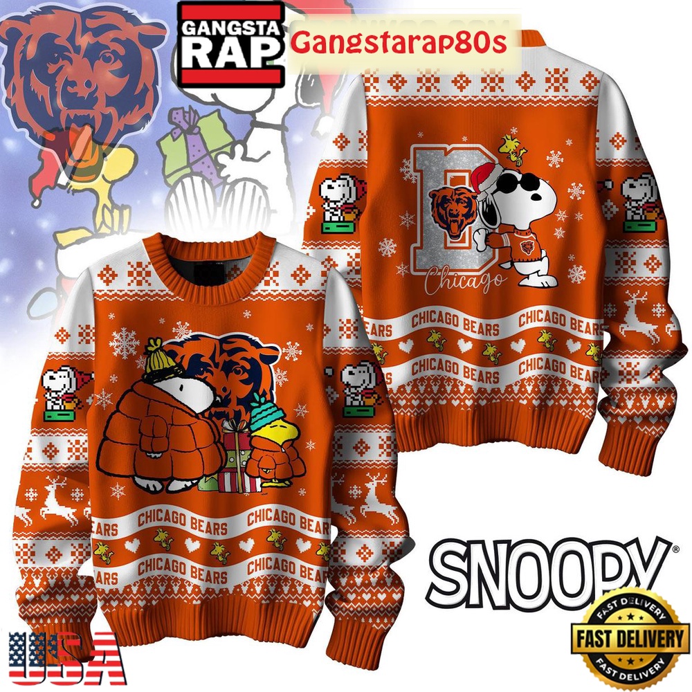 NFL Chicago Bears x Peanuts Snoopy Ugly Christmas Sweater LN