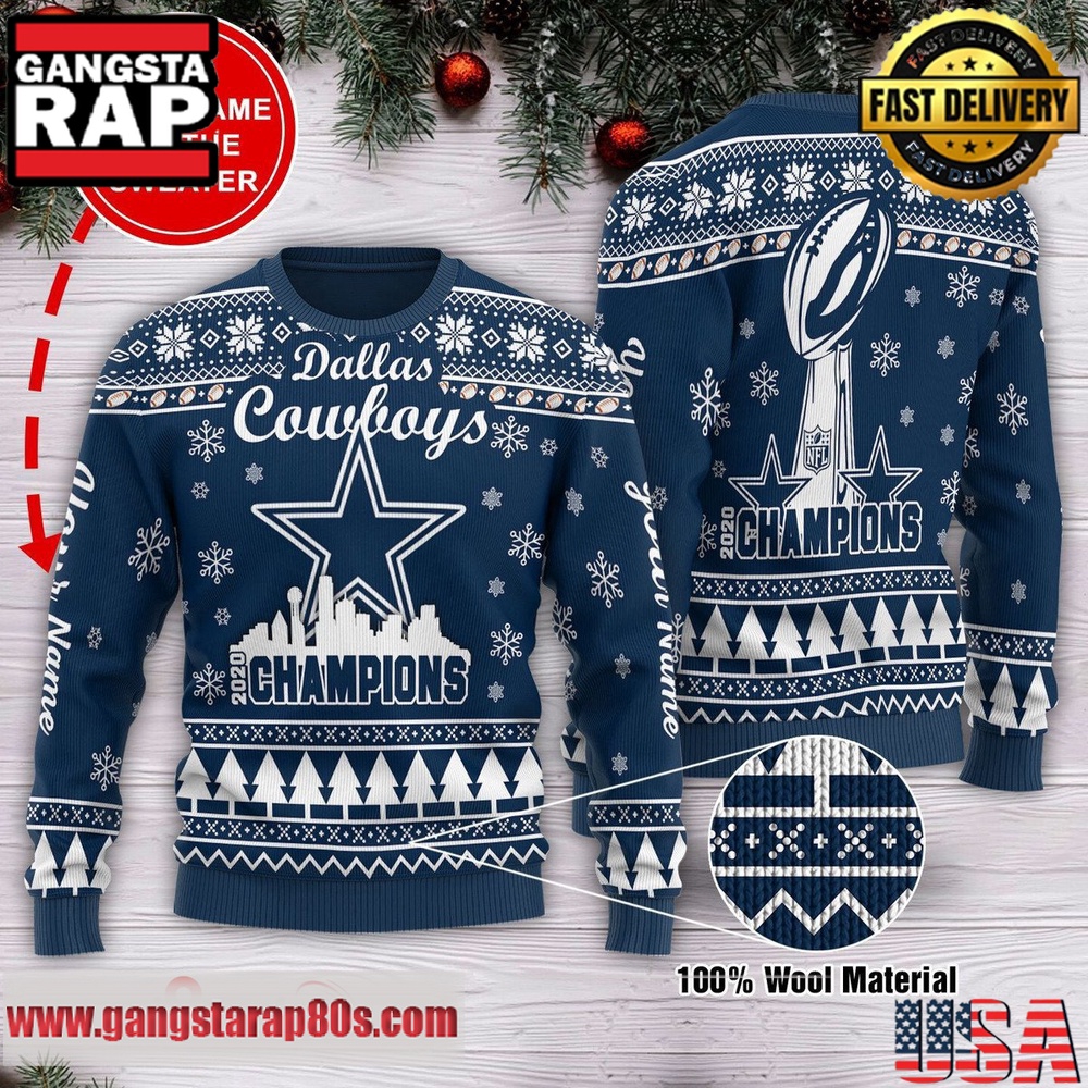 NFL Dallas Cowboys Champions Custom Ugly Christmas Sweater LN