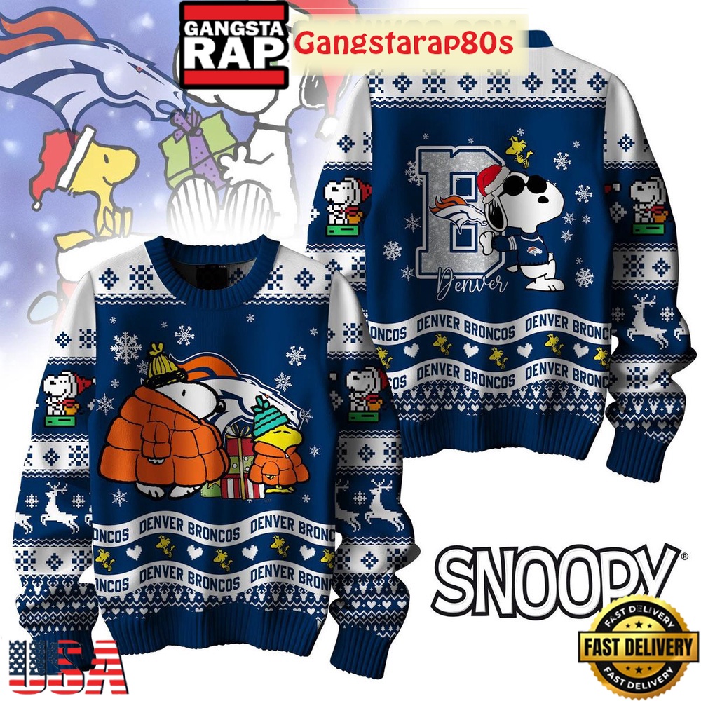 NFL Denver Broncos x Peanuts Snoopy Ugly Christmas Sweater LN