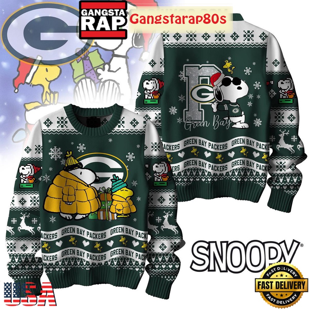 NFL Green Bay Packers x Peanuts Snoopy Ugly Christmas Sweater LN