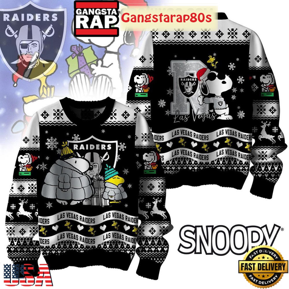 NFL Las Vegas Raiders x Peanuts Snoopy Ugly Christmas Sweater LN