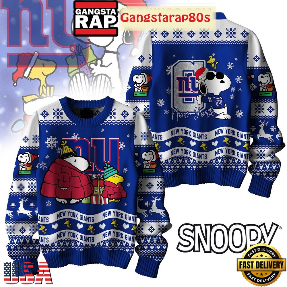 NFL New York Giants x Peanuts Snoopy Ugly Christmas Sweater LN