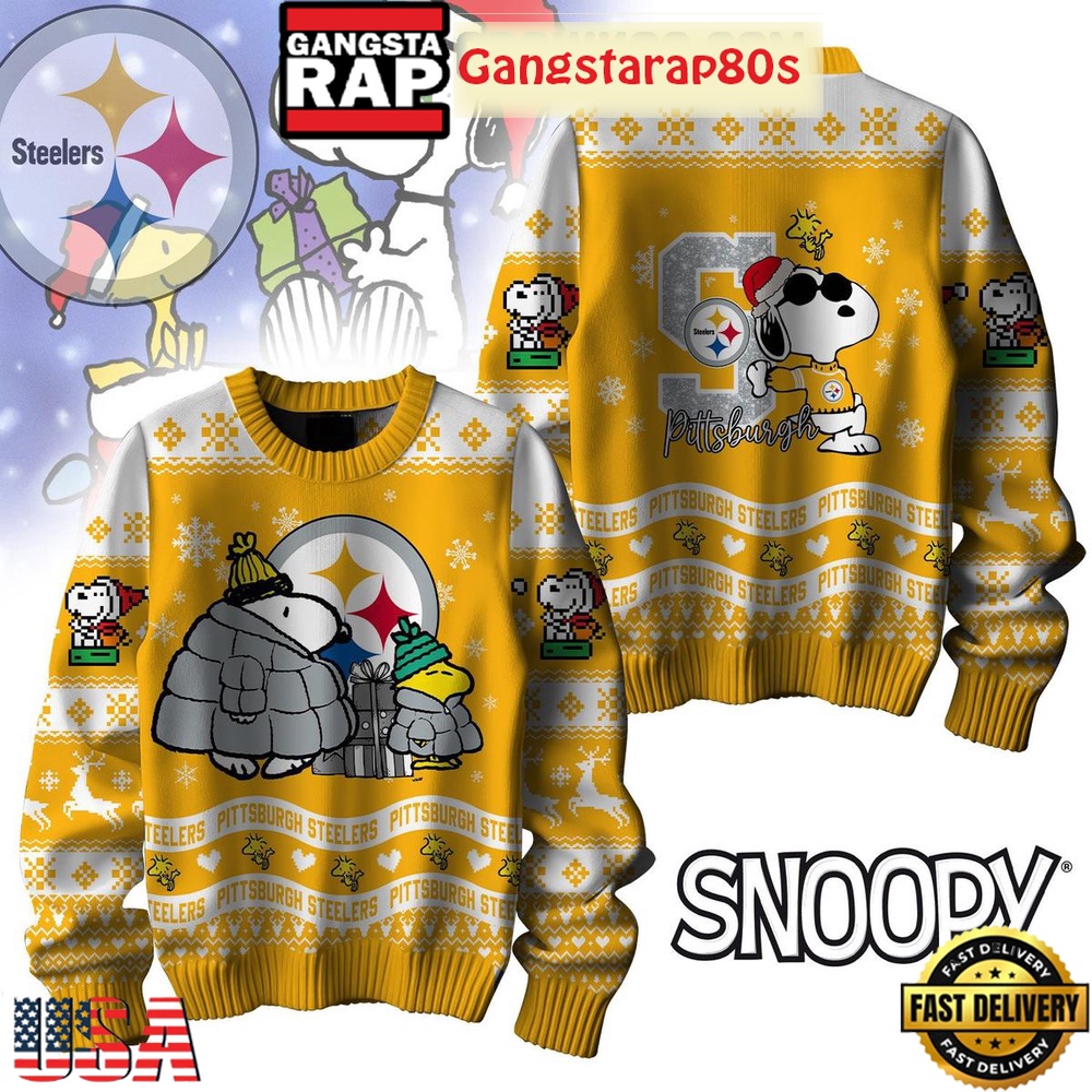 NFL Pittsburgh Steelers x Peanuts Snoopy Ugly Christmas Sweater LN