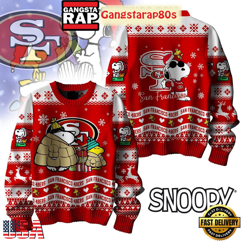 NFL San Francisco 49ers x Peanuts Snoopy Ugly Christmas Sweater LN