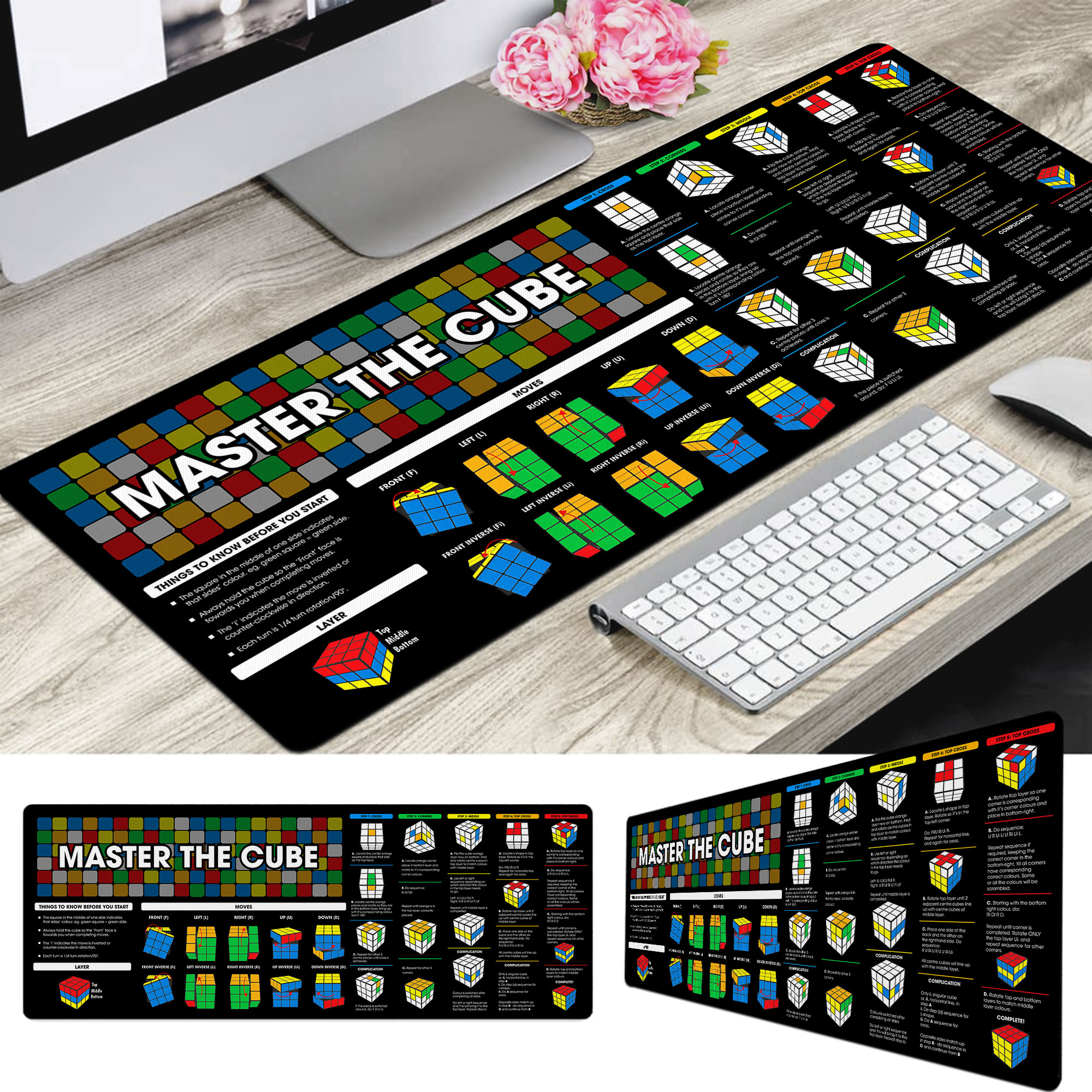 Rubik’s Cube Cheat Sheet Mouse Pad,Master The Cube Mouse Mat, Fast Access to Solving Algorithms, Essential Computer Accessories for Study, Work, and Reference Purposes NNA - Image 3