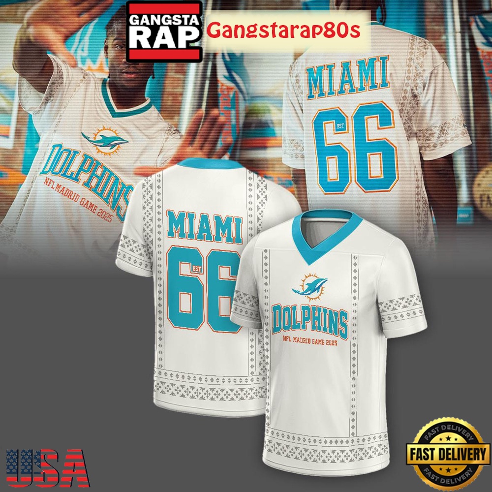 NHL Miami Dolphins In Madrid Game 2025 Personalized Football Jersey LN