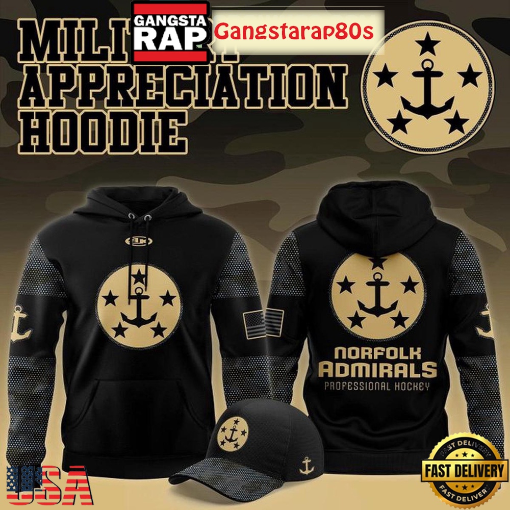 Norfolk Admirals Military Night 2025 T-Shirt Hoodie Or Zip-up Hoodie LN