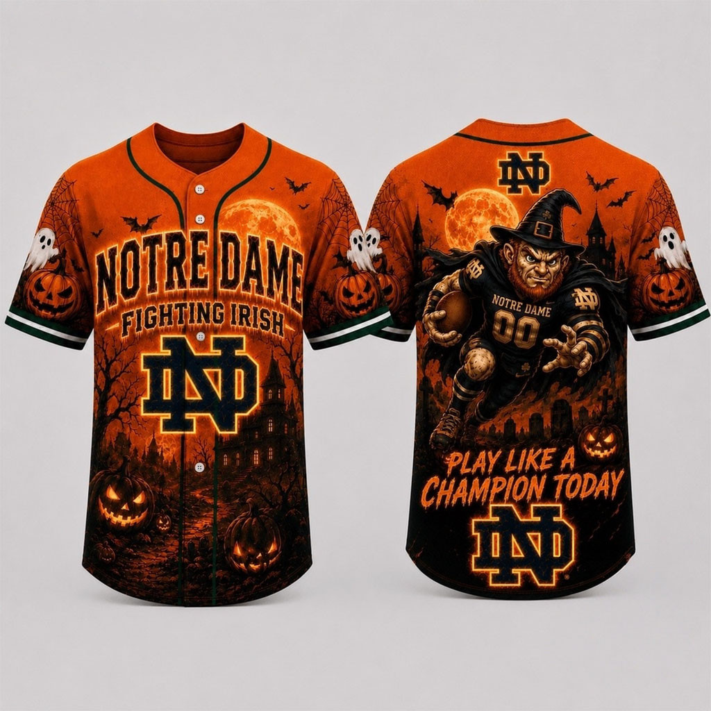 Notre Dame Fighting Irish 2026 Haunted Night Halloween Baseball Jersey HG Notre Dame Merch Gifts