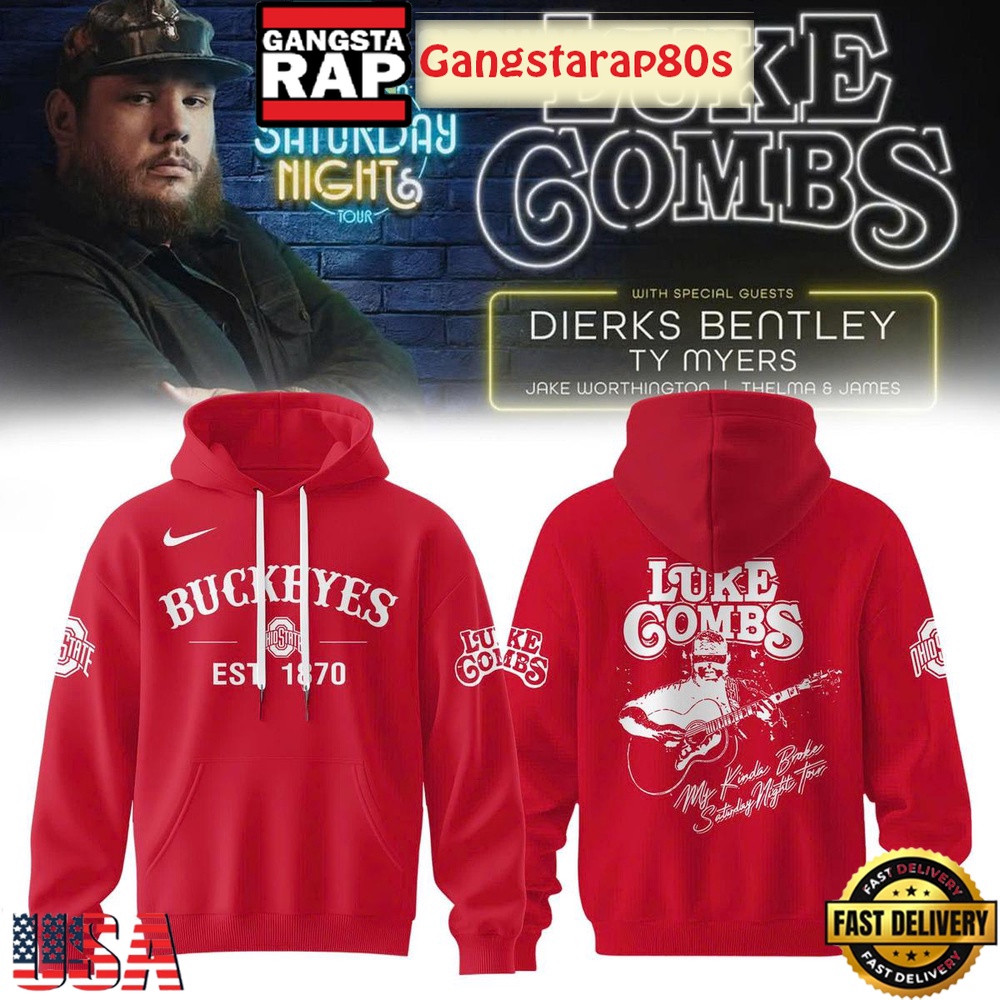 Ohio State Buckeyes x Luke Combs My Kinda Saturday Night Tour 2025  T-Shirt Hoodie Or Zip-up Hoodie LN