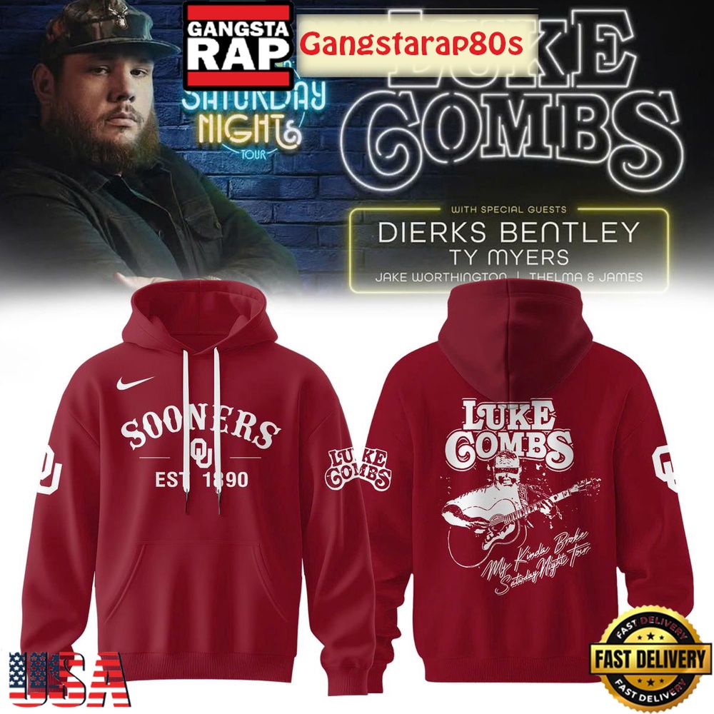 Oklahoma Sooners x Luke Combs My Kinda Saturday Night Tour  T-Shirt Hoodie Or Zip-up Hoodie LN