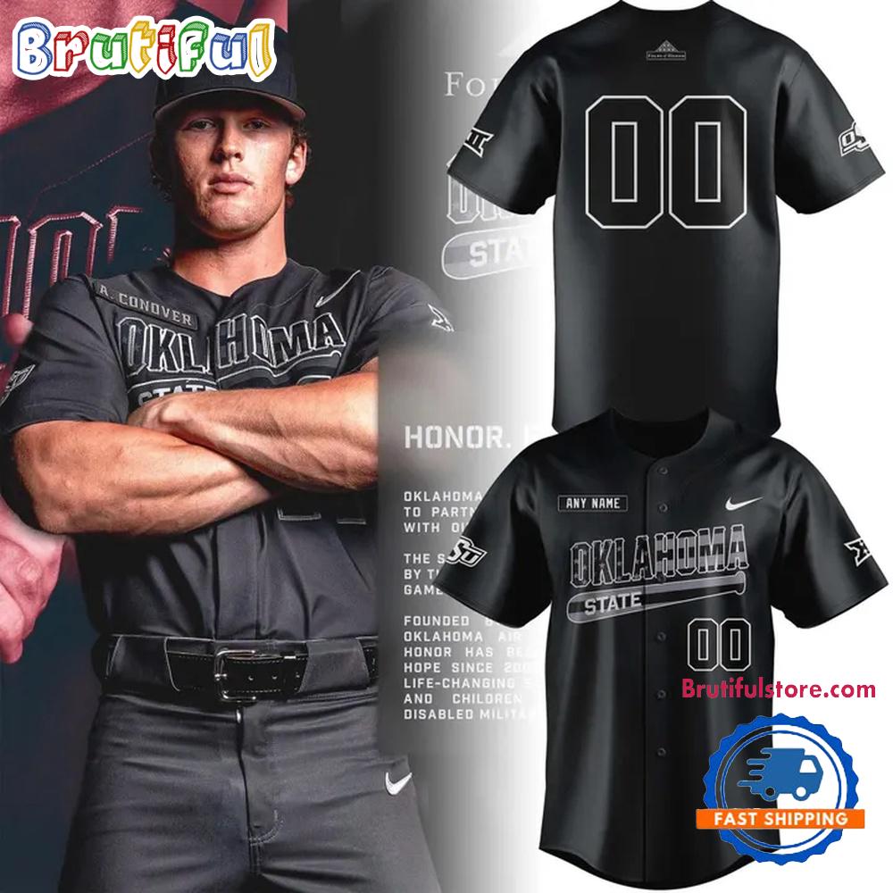 Oklahoma State Cowboys Baseball Salute To Service 2026 Limited Edition Classic Black HFN Baseball Jersey