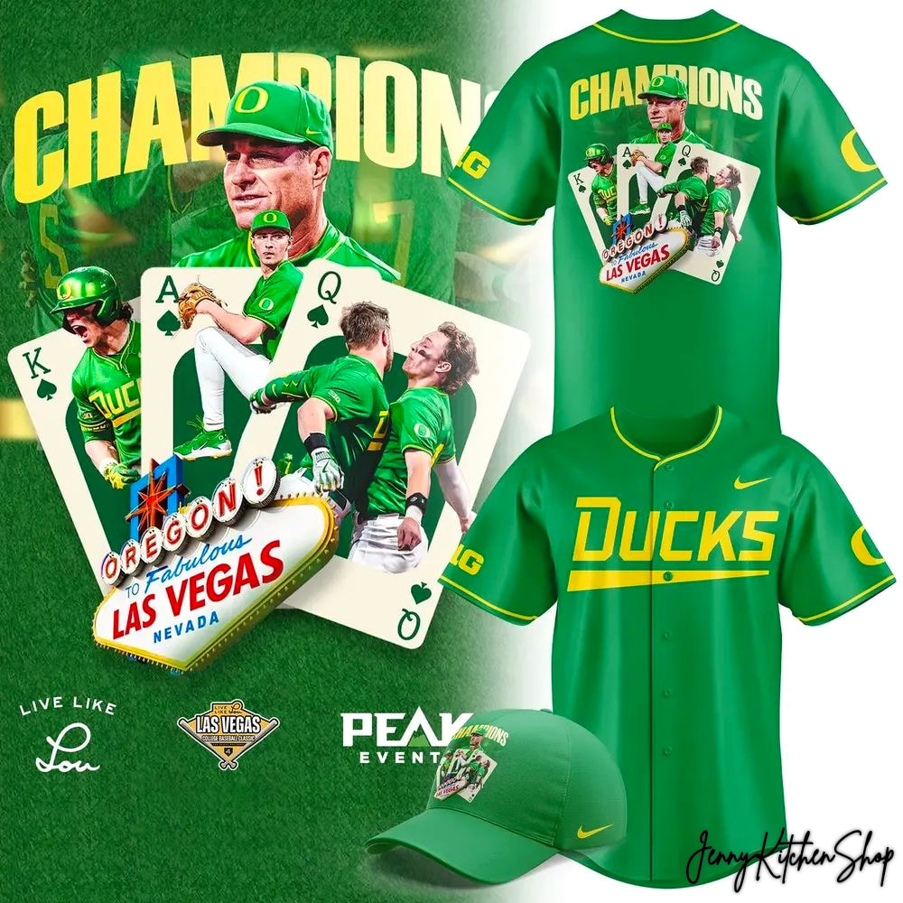 Oregon Ducks Baseball Champions Las Vegas 2026 HFN Baseball Jersey