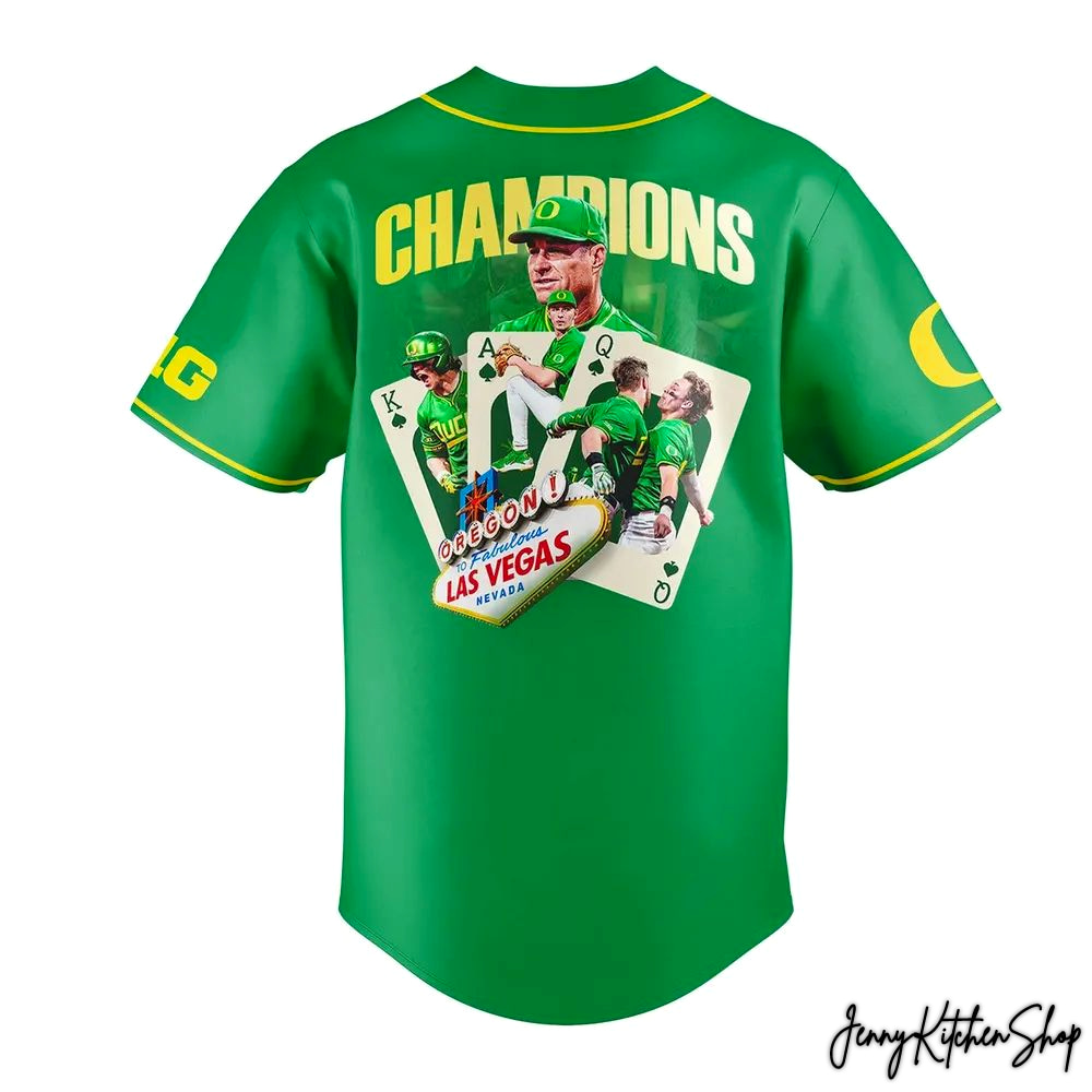 Oregon Ducks Baseball Champions Las Vegas 2026 HFN Baseball Jersey - Image 3