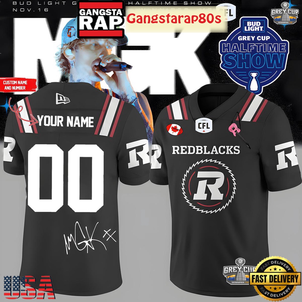 Ottawa Redblacks x Machine Gun Kelly 2025 Personalized Football Jersey LN