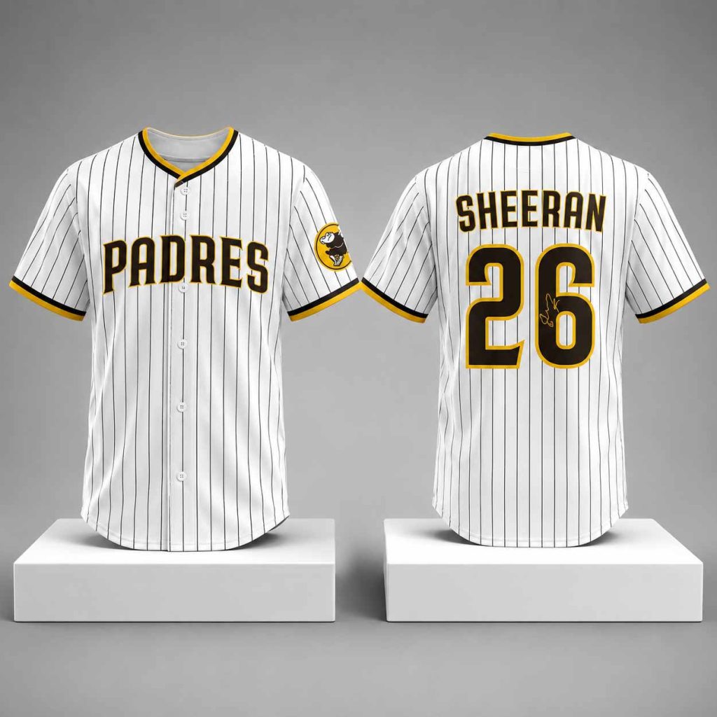 Padres Ed Sheeran 26 Striped Baseball Jersey HG San Diego Padres Merch Gifts For Baseball Fans