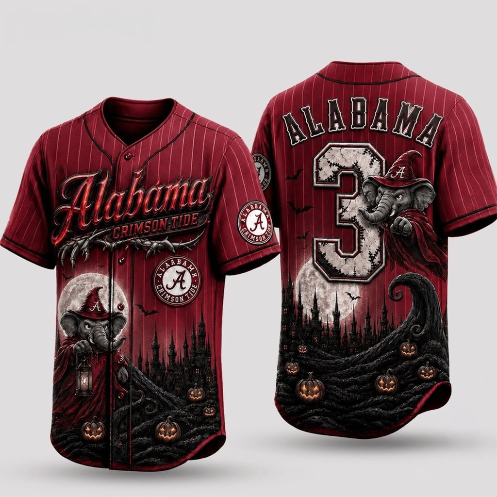Personalized Alabama Crimson Tide 2026 Spooky Mascot Halloween Baseball Jersey HG Fan Merch Gifts