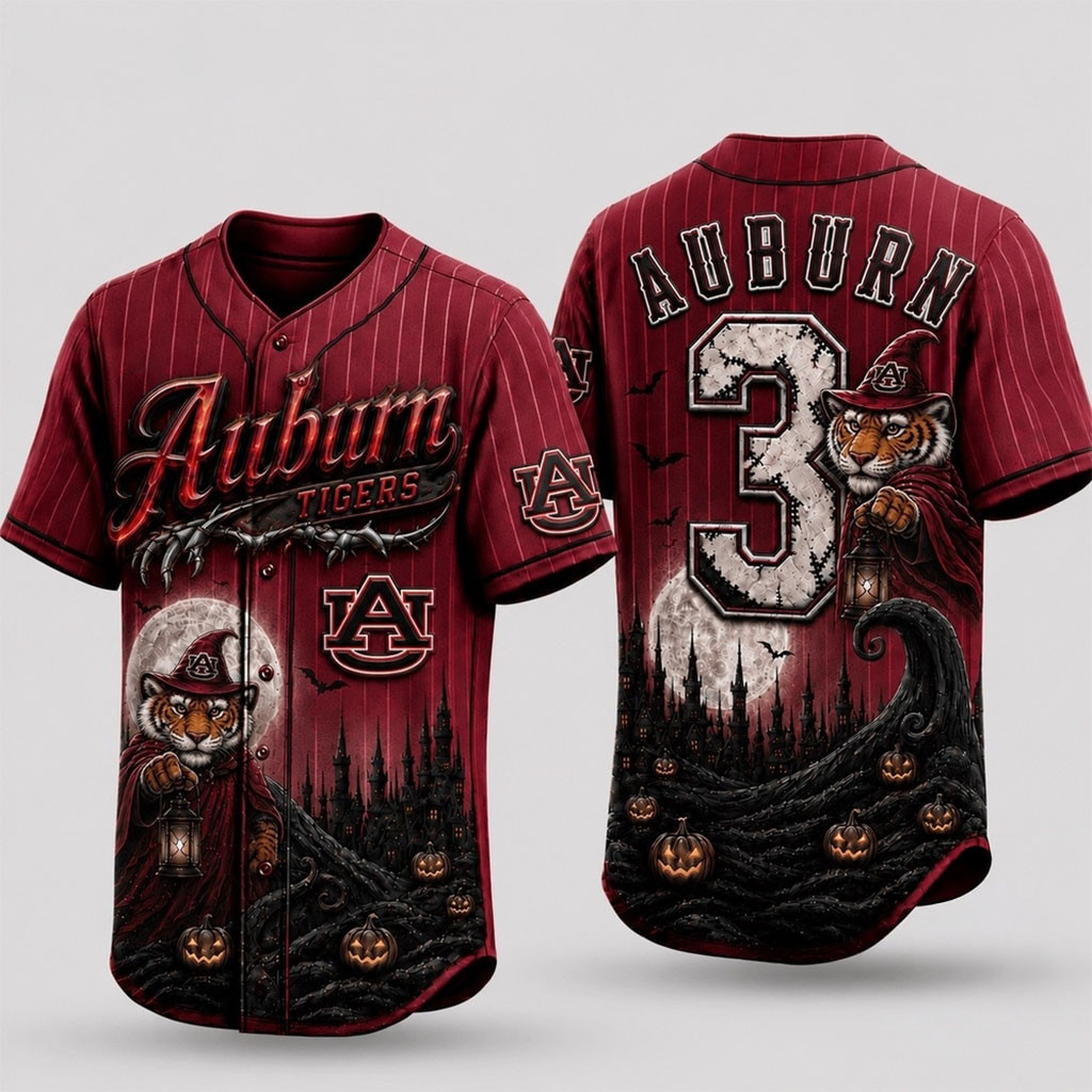 Personalized Auburn Tigers 2026 Spooky Mascot Halloween Baseball Jersey HG Auburn Tigers Merch