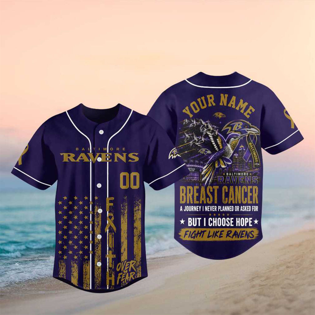 Personalized Baltimore Ravens Breast Cancer Awareness Faith Baseball Jersey HG Ravens Merch