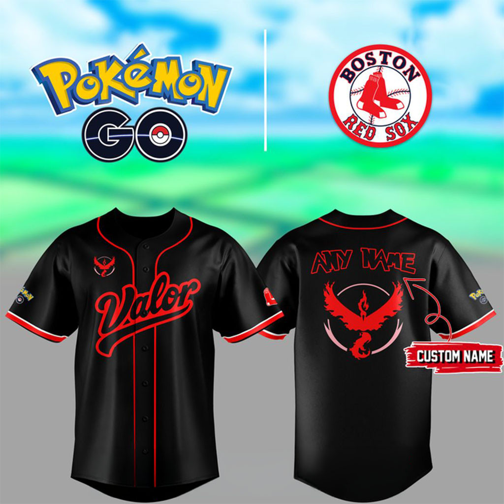 Personalized Boston Red Sox X Pokemon GO Team Valor 2026 Baseball Jersey HG Pokemon Merch Fan Gift
