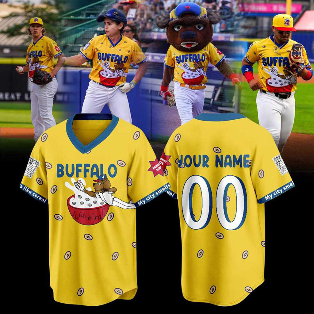 Personalized Buffalo Bisons Cereal Sub Blank Baseball Jersey HG Buffalo Bisons Merch Fan Gifts – Joyoce