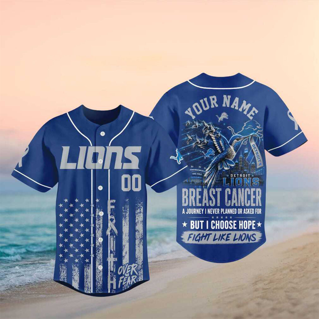 Personalized Detroit Lions Breast Cancer Awareness Faith Baseball Jersey HG Detroit Lions Merch
