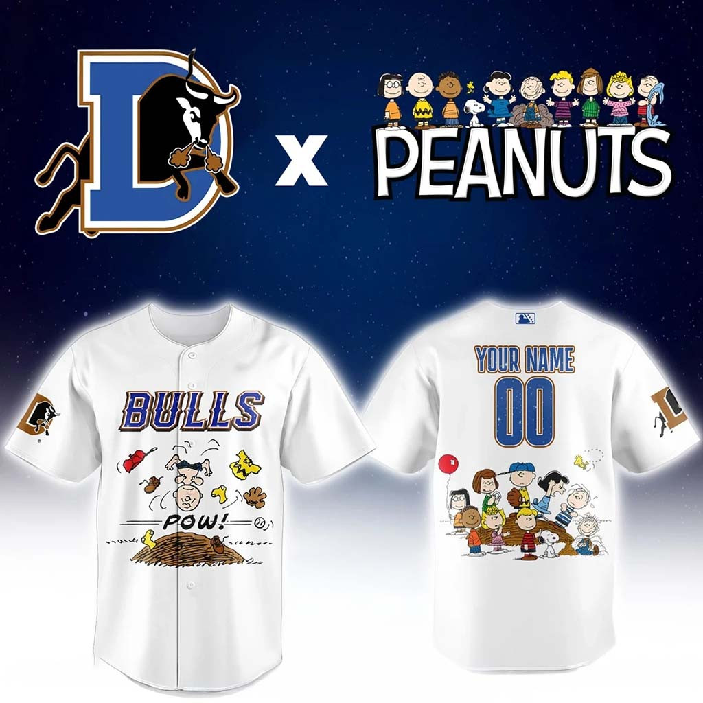 Personalized Durham Bulls Peanuts Night Baseball Jersey HG Durham Bulls Merch Baseball Fans Gifts