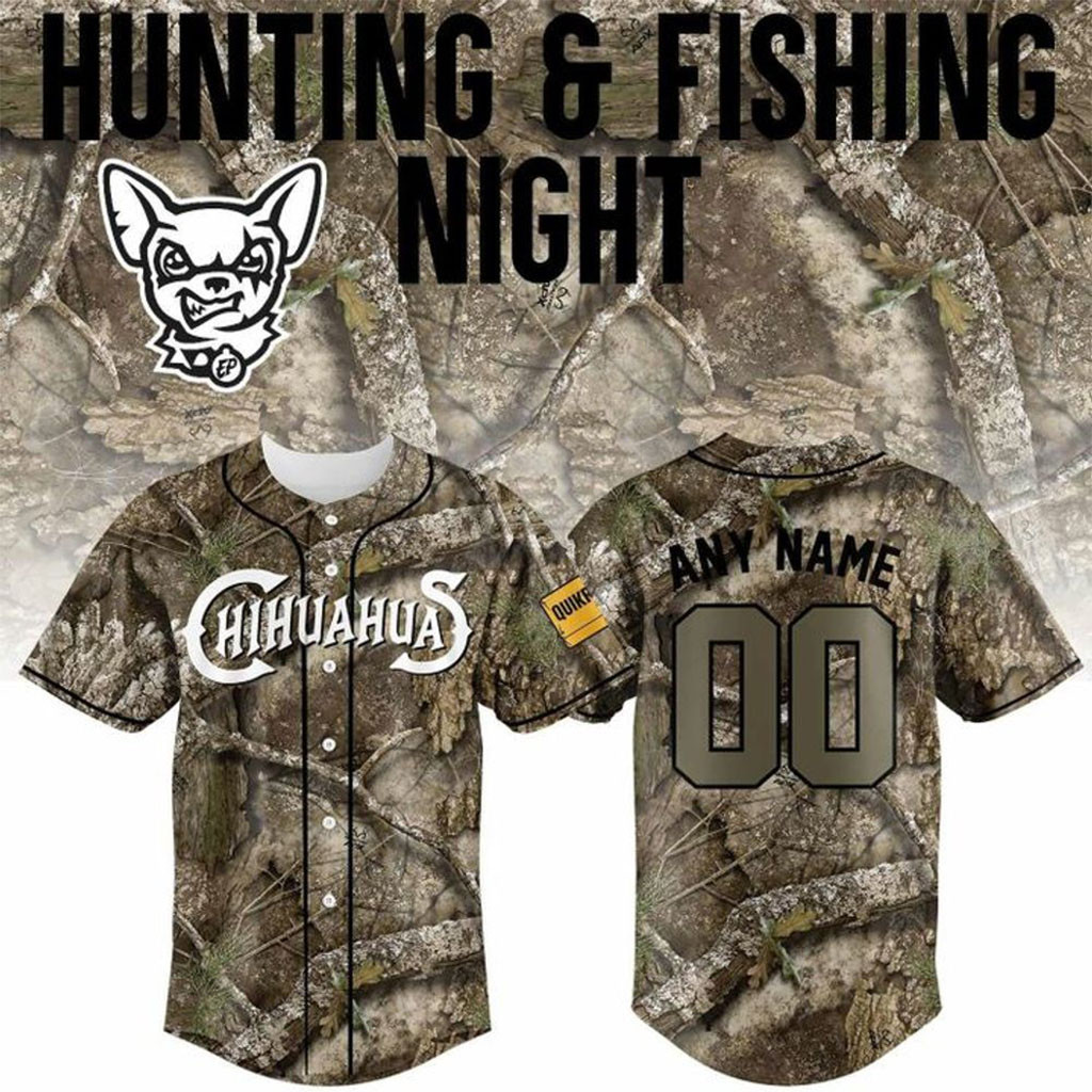 Personalized El Paso Chihuahuas Hunting And Fishing Night 2026 Baseball Jersey HG Chihuahuas Merch