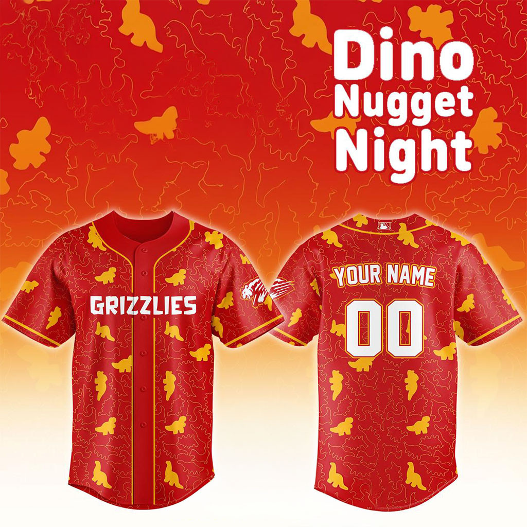 Personalized Fresno Grizzlies Dino Nugget Night 2026 Baseball Jersey HG Grizzlies Merch Fan Gifts – Joyoce