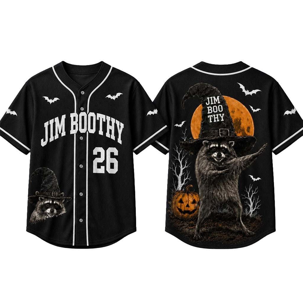 Personalized Jim-Boo-Thy Halloween Baseball Jersey HG Funny Raccoon Apparel Halloween Gifts