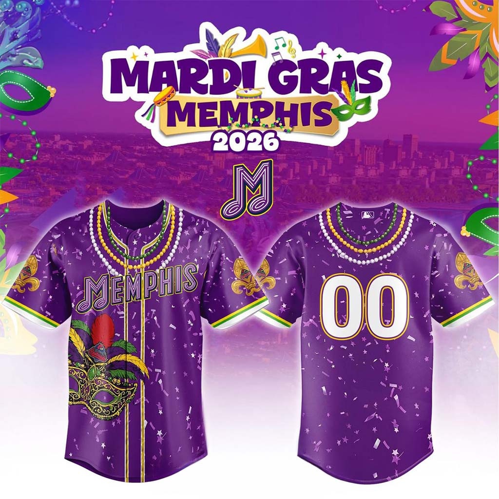 Personalized Memphis Redbirds Mardi Gras 2026 Night Game Baseball Jersey HG Memphis Redbirds Merch