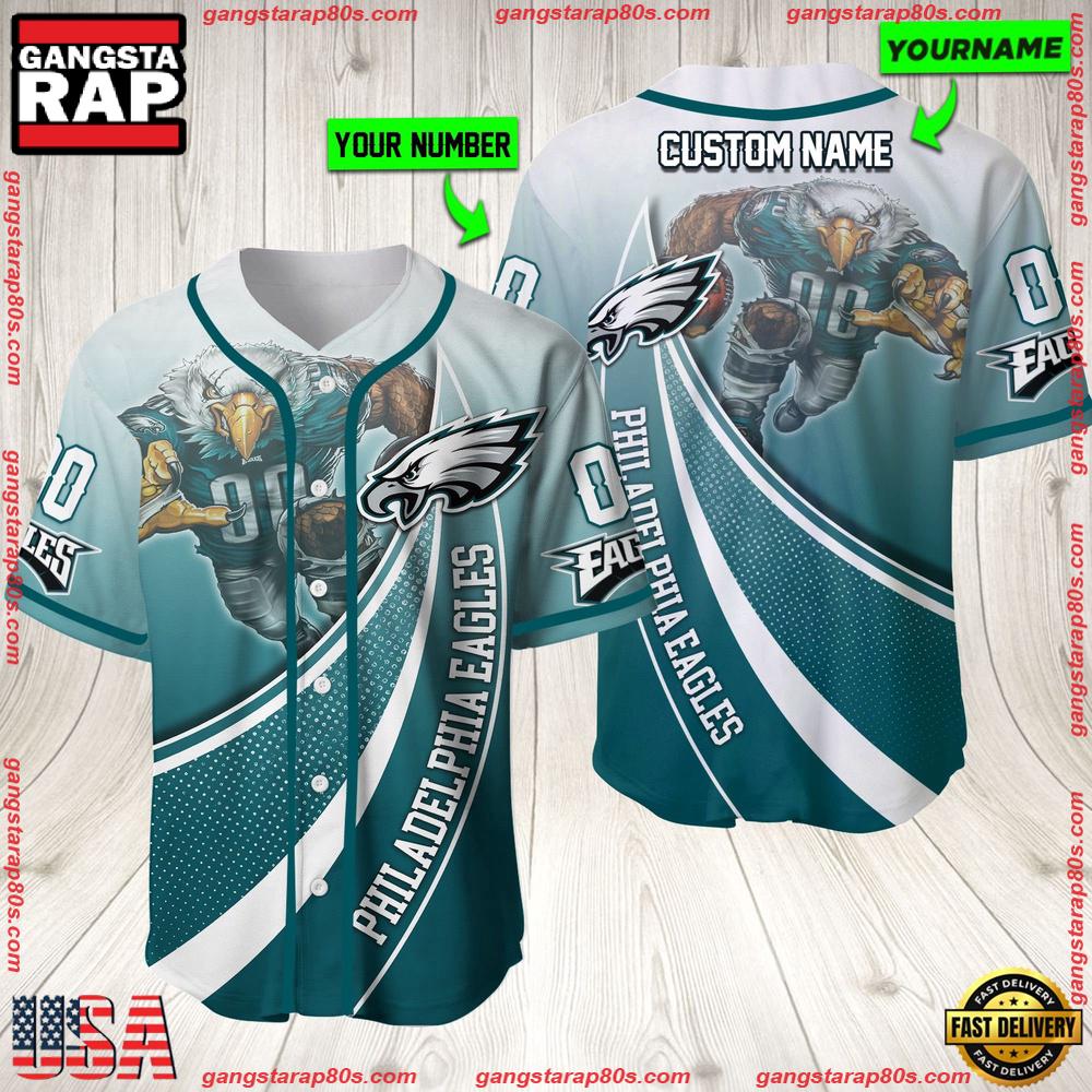 NFL Personalized Name Number Philadelphia Eagles Mascot Football Baseball Jersey Shirt LN