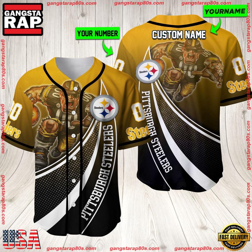 NFL Personalized Name Number Pittsburgh Steelers Mascot Football Baseball Jersey Shirt LN