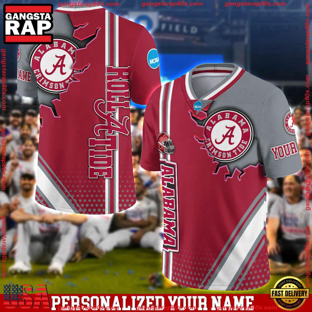 NCAA Personalizedized Alabama Crimson Tide Team Logo Player Football Jersey LN Shirt