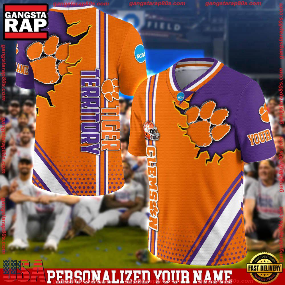 NCAA Personalizedized Clemson Tigers Team Logo Player Football Jersey LN Shirt