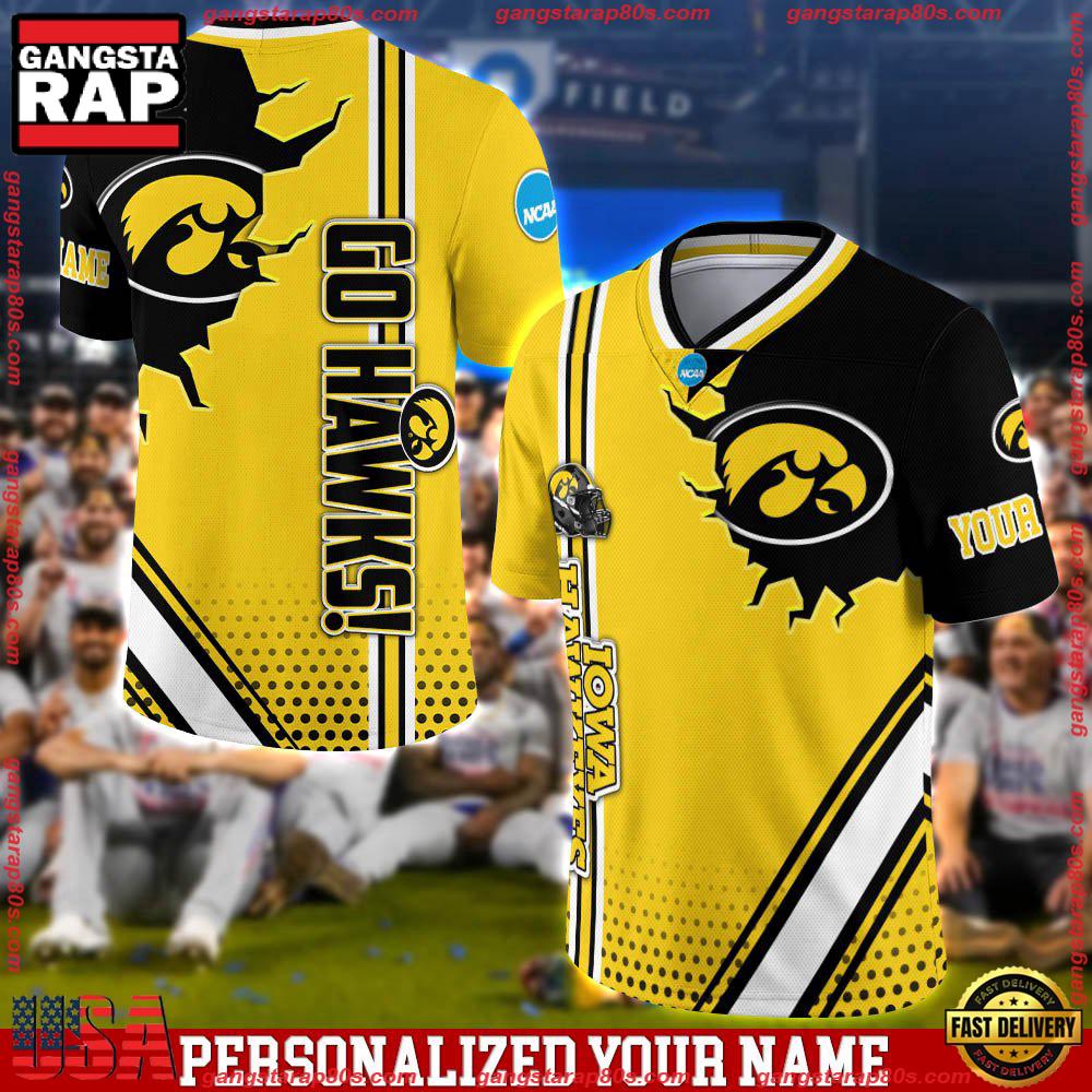 NCAA Personalizedized Iowa Hawkeyes Team Logo Player Football Jersey LN Shirt