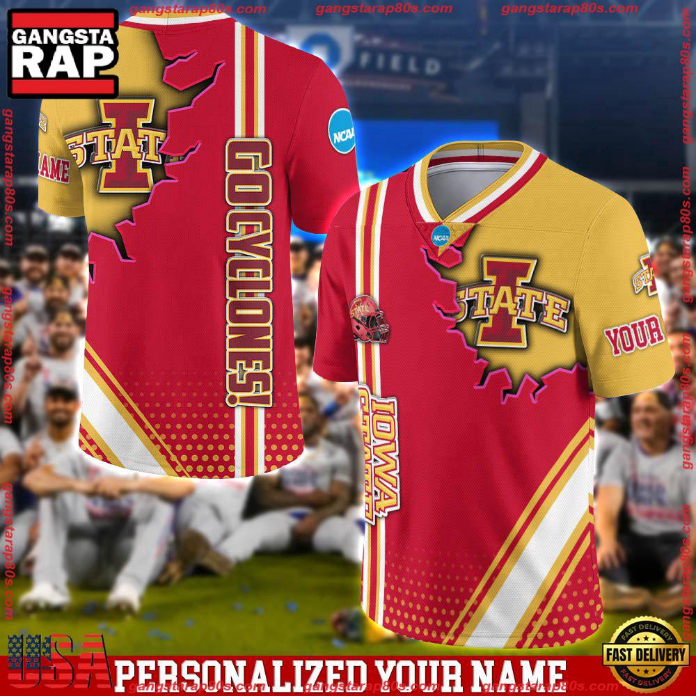 NCAA Personalizedized Iowa State Cyclones Team Logo Player Football Jersey LN Shirt