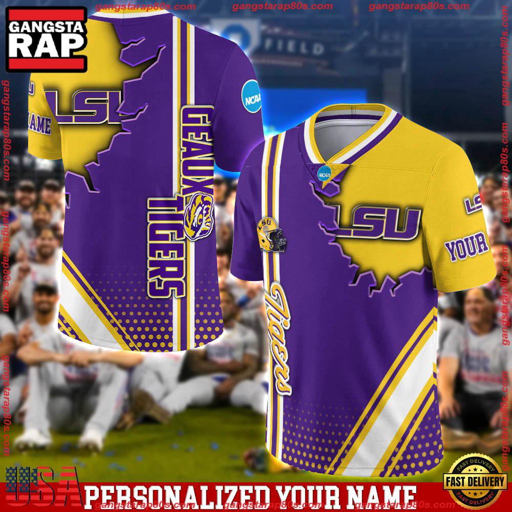 NCAA Personalizedized LSU TIGERS Team Logo Player Football Jersey LN Shirt