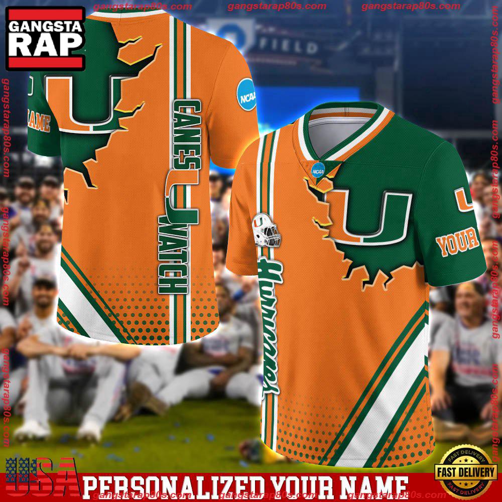 NCAA Personalizedized Miami Hurricanes Team Logo Player Football Jersey LN Shirt