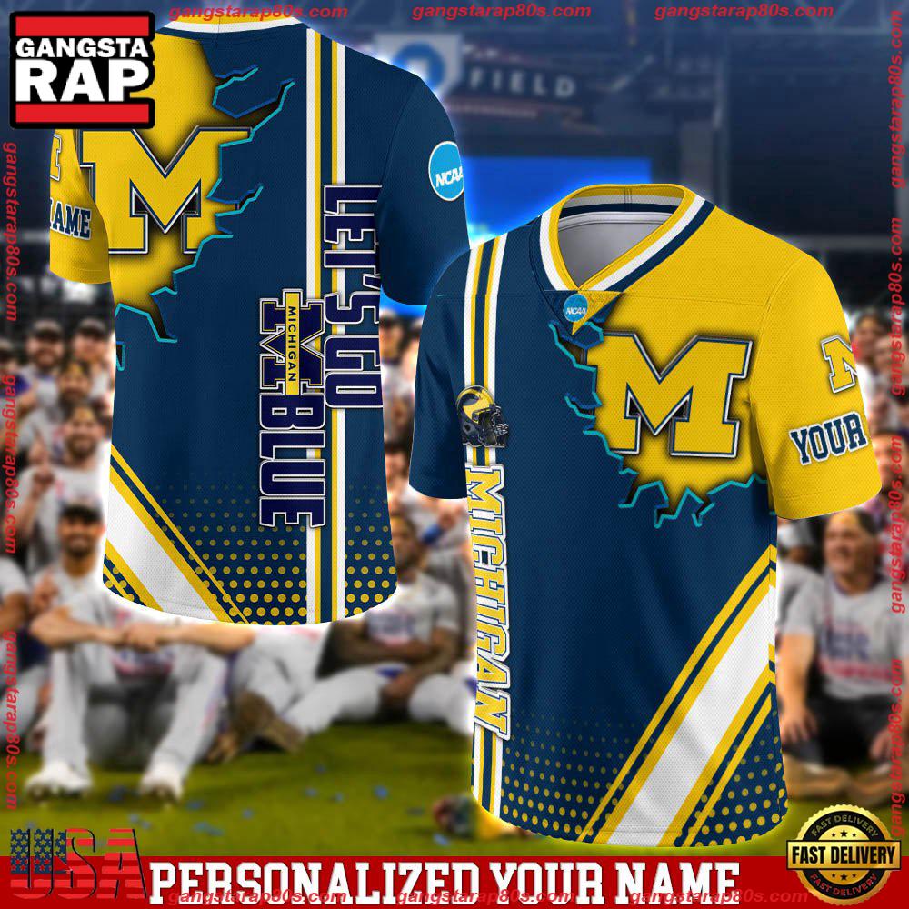 NCAA Personalizedized Michigan Wolverines Team Logo Player Football Jersey LN Shirt