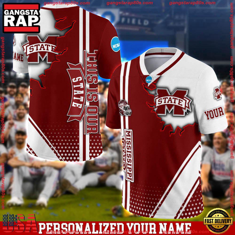 NCAA Personalizedized Mississippi State Bulldogs Team Logo Player Football Jersey LN Shirt