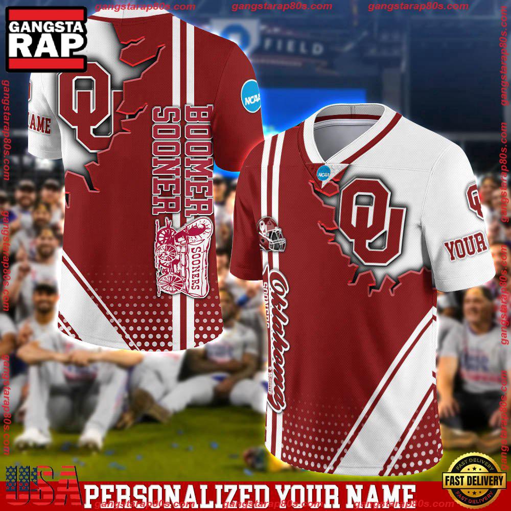 NCAA Personalizedized Oklahoma Sooners Team Logo Player Football Jersey LN Shirt