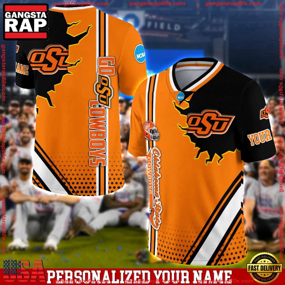 NCAA Personalizedized Oklahoma State Cowboys Team Logo Player Football Jersey LN Shirt