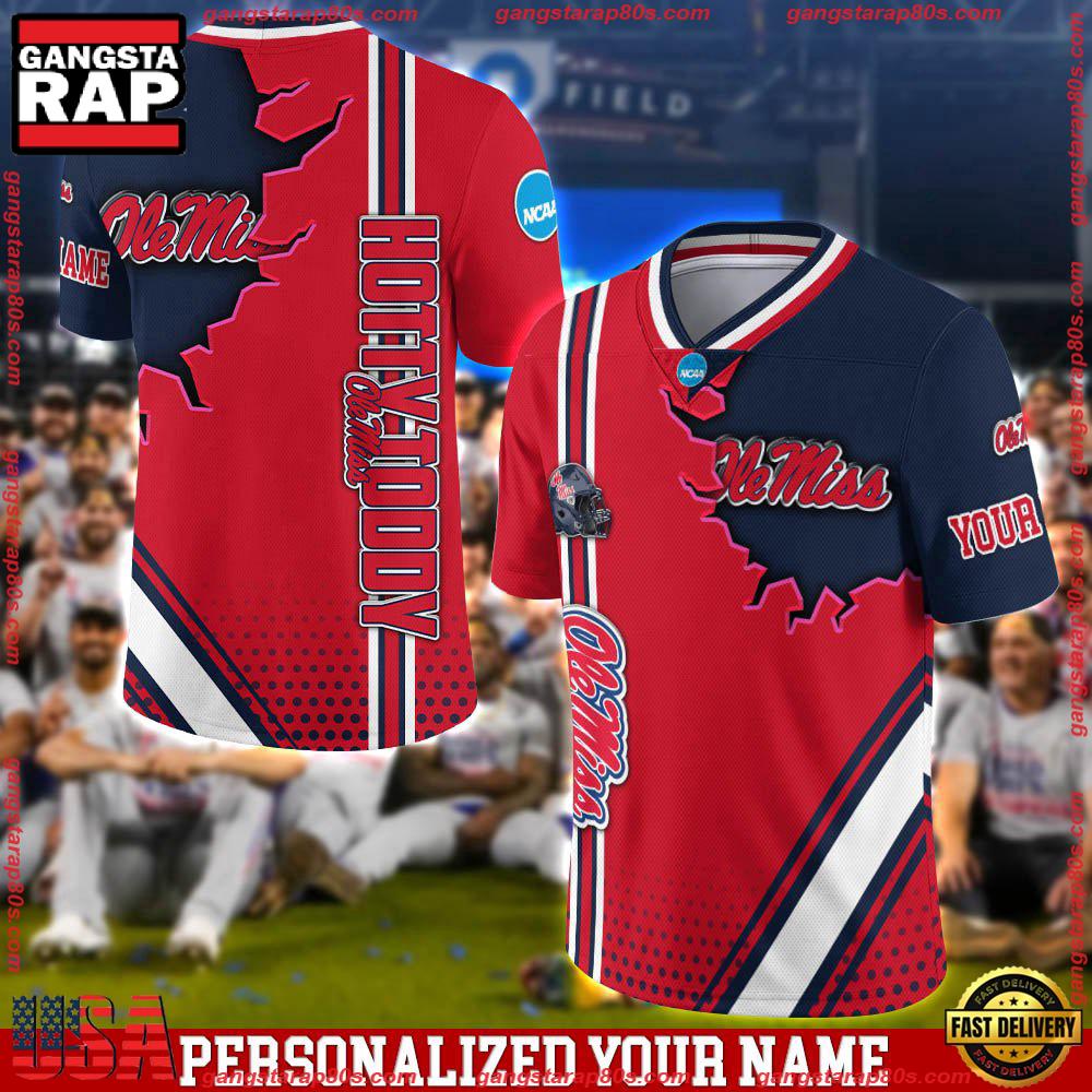 NCAA Personalizedized Ole Miss Rebels Team Logo Player Football Jersey LN Shirt