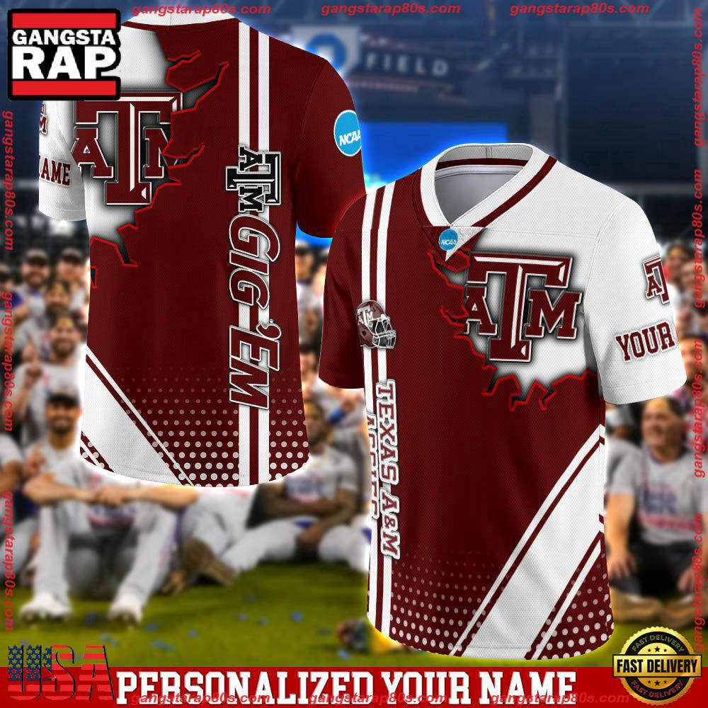 NCAA Personalizedized Texas ATM Aggies Team Logo Player Football Jersey LN Shirt