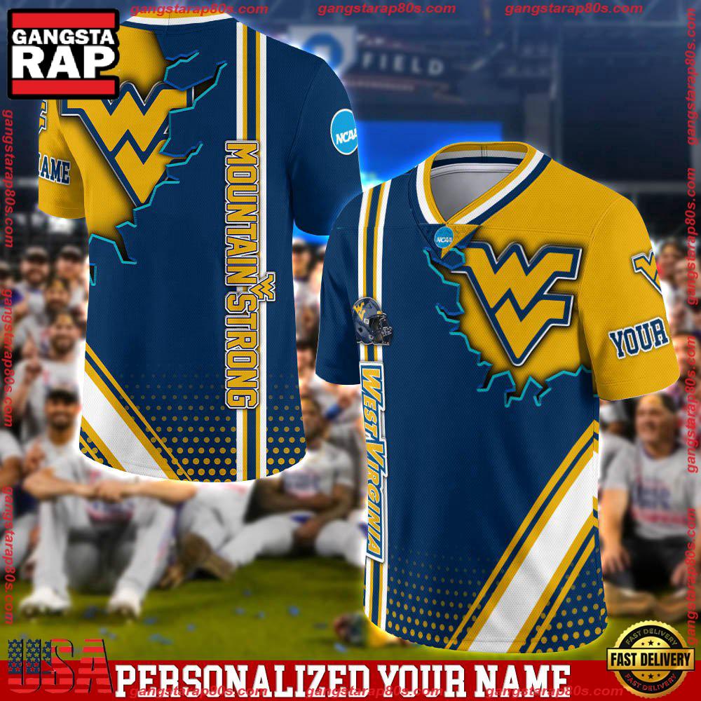 NCAA Personalizedized West Virginia Mountaineers Team Logo Player Football Jersey LN Shirt