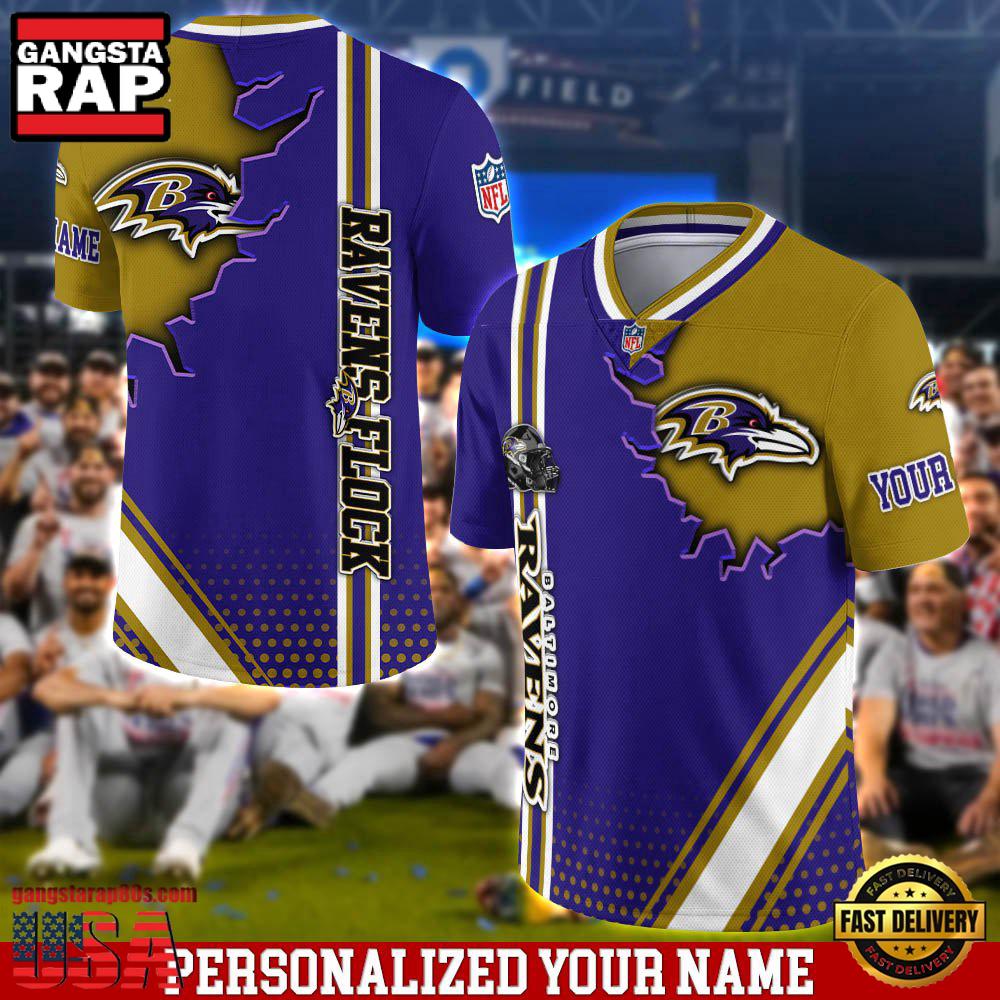 NFL Personalized Name Baltimore Ravens Team Logo Football Jersey LN