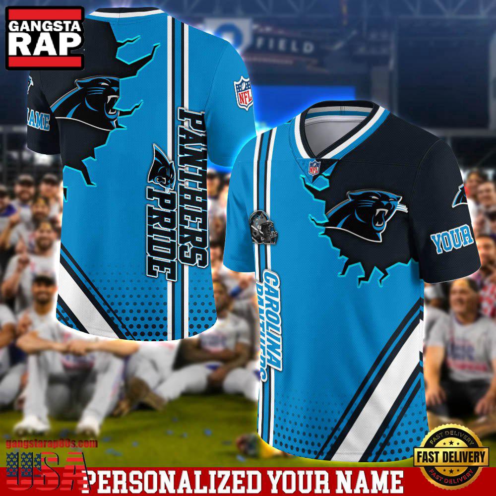 NFL Personalized Name Carolina Panthers Team Logo Football Jersey LN