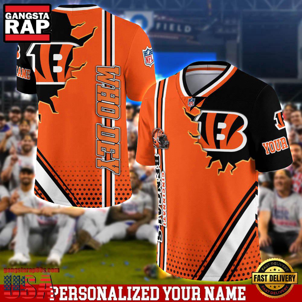 NFL Personalized Name Cincinnati Bengals Team Logo Football Jersey LN