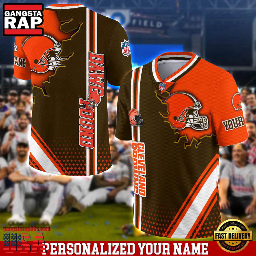 NFL Personalized Name Cleveland Browns Team Logo Football Jersey LN