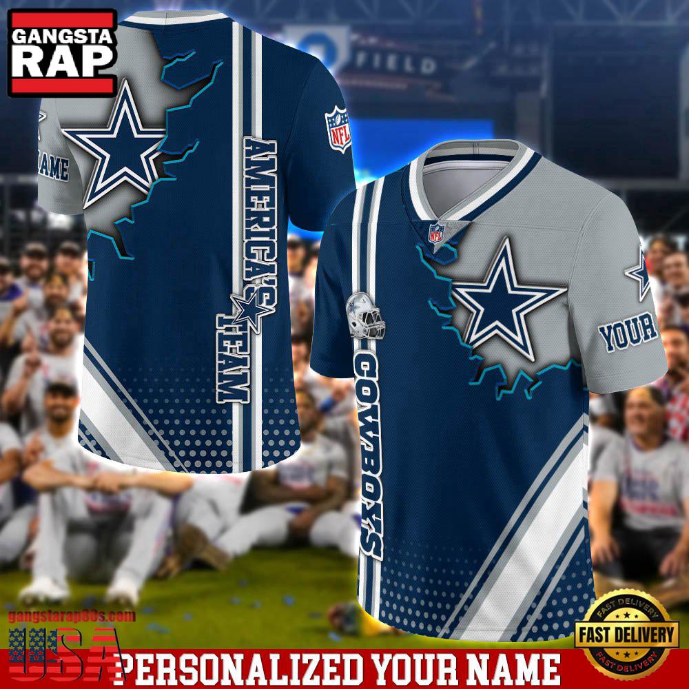 NFL Personalized Name Dallas Cowboys Team Logo Football Jersey LN